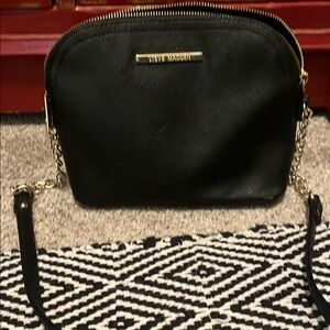 Steve Madden Black Dome Crossbody Bag with Gold Accents